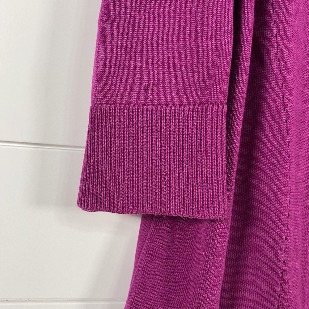 Coldwater Creek Sweater Cardigan Womens 1X Purple Silk Cotton 3/4 Sleeve Career - Picture 2 of 11